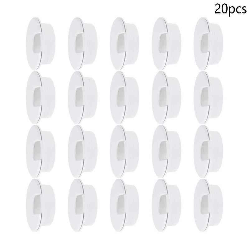 Aicosineg 20pcs 1.97" Plastic Cable Hole Cover Cord Desk Grommet for Cable Cord Organizer Office Home Desk Plastic Cover Hardware Wire Organizer White