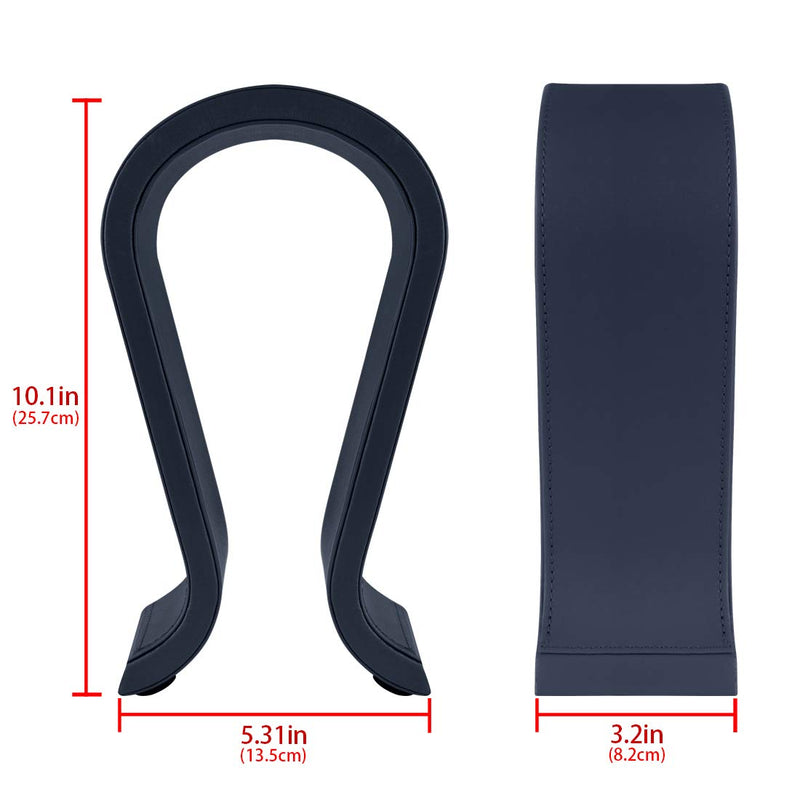 Geekria Leather Headphone Stand Compatible with Bosë, JBLs, ÂKG Headsets, Earphone Stand, Headset Holder Table Desk Display, Small - Medium On-Ear Headphones Rack Hanger (Dark Blue, M)