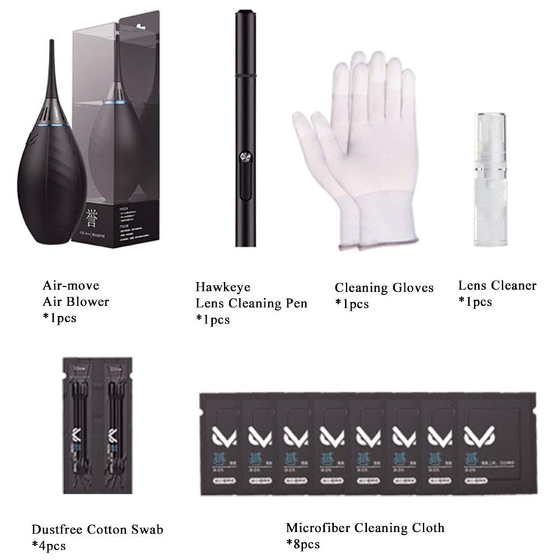 VSGO VS-A3E Warp-up Camera Cleaning Kit Portable Bag Air Blower Lens Cleaning Pen Spray Cotton Swab Cloth for Camera Lens Optical Optical Phone