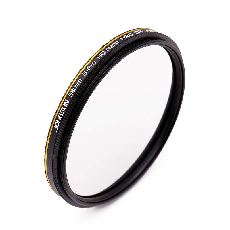JONGSUN 58mm Polarizing Filter, Circular Polarizer Filter, S-Pro HD Nano MRC16, 16 Layers Multicoated, NITTO AGC Optics Glass, CPL Filter for Camera Lens