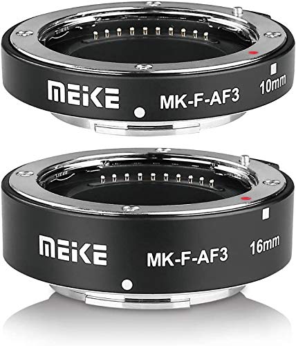 Meike MK-F-AF3 Auto Fucus Macro Extension Tube for Compatible with All Fujifilm Mirrorless Camera(10mm 16mm only or conbination) X-T1 X-T2 X-Pro1 X-Pro2 X-T10 X-A1 X-E1 X-E2 X-E3 X-T20 X-T3 X-T30 etc