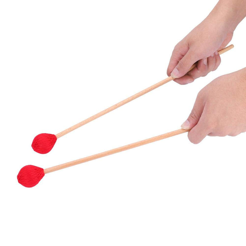 1 Pair Marimba Mallets, Percussion Mallets with Red Yarn Head and Smooth Wood Handle for Intermediate Player