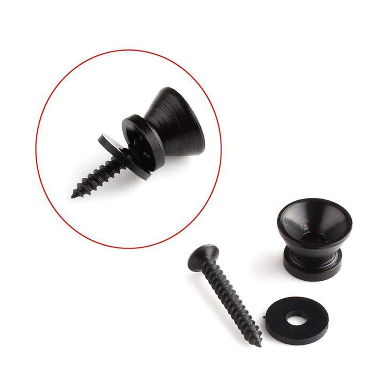 Iceyon Metal Strap Lock Buttons End Pins with Mounting Screws for Electric Acoustic Guitar Bass Ukulele Pack of 16 (Black) Black