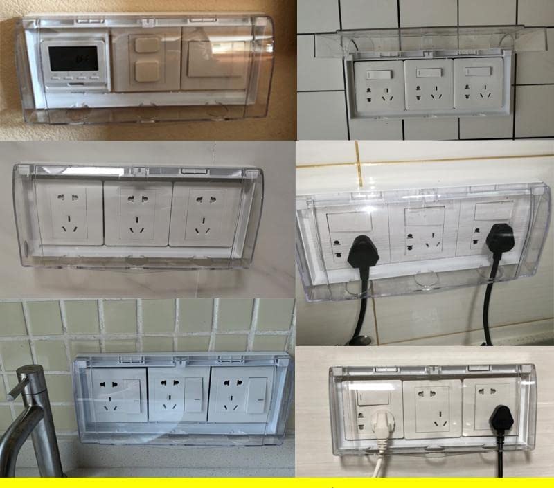 [AUSTRALIA] - Fielect 2Pcs Weatherproof in Use Outlet Cover Plug Receptacle Protector for Retrofit Siding Construction Transparent 118 Type 170x95x41mm 