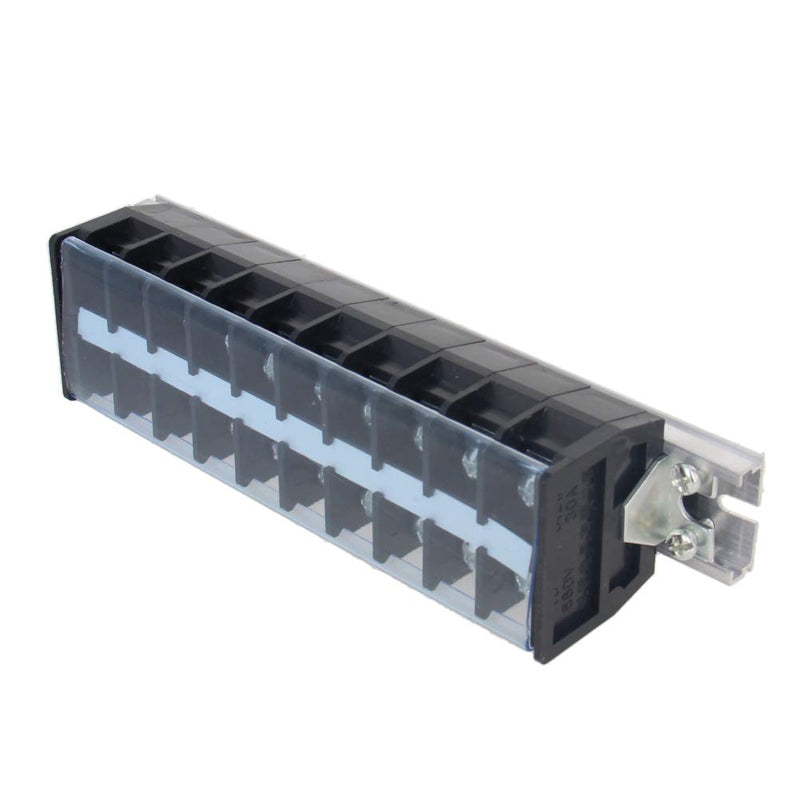Fielect Screw Terminal Strip Dual Rows 10 Positions 660V 30A Covered Barrier Terminal Strip Block Wire Barrier Block, TD-3010 1Pcs