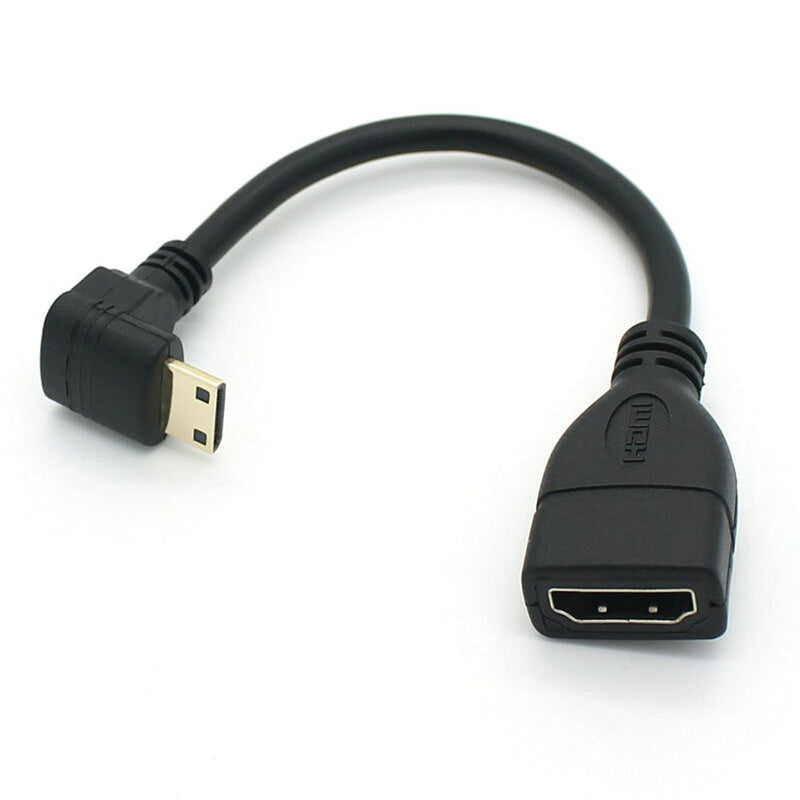 5.9inch High Speed 90 Degree Mini HDMI Right-Toward Male to HDMI Female Cable Adapter Connector Support 1080P Full HD, 3D (0.15m, Left+Right+Upward+Downward) 0.15m
