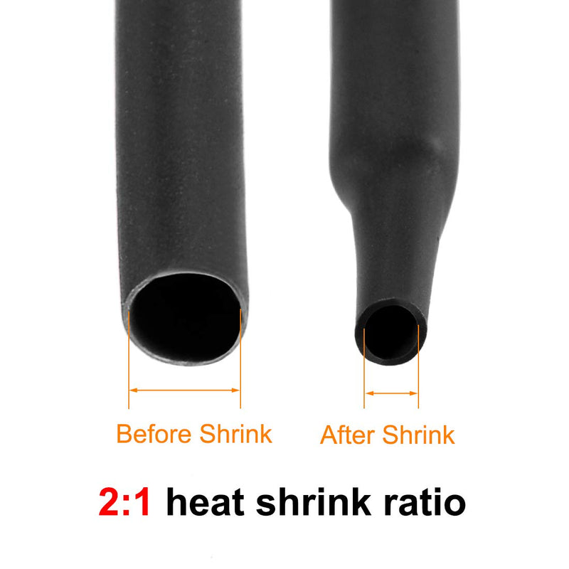 uxcell Heat Shrink Tubing, 2"(50mm) Dia 80mm Flat Width 2:1 Ratio Shrinkable Tube Cable Sleeve 1m - Black