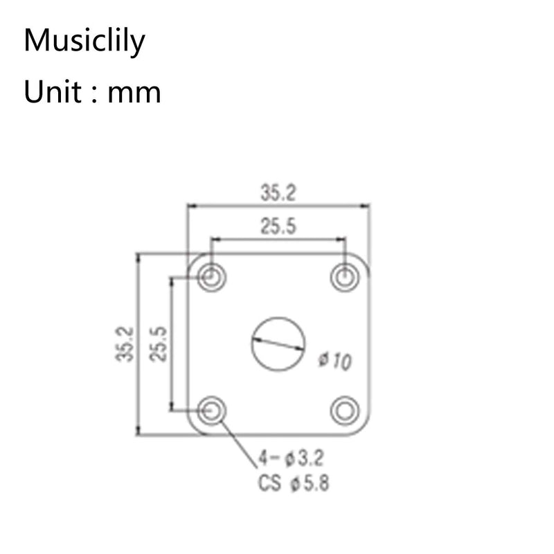 Musiclily Pro Metal Flat Bottom Square Jack Plate for Epiphone USA Les Paul Style Guitar, Chrome