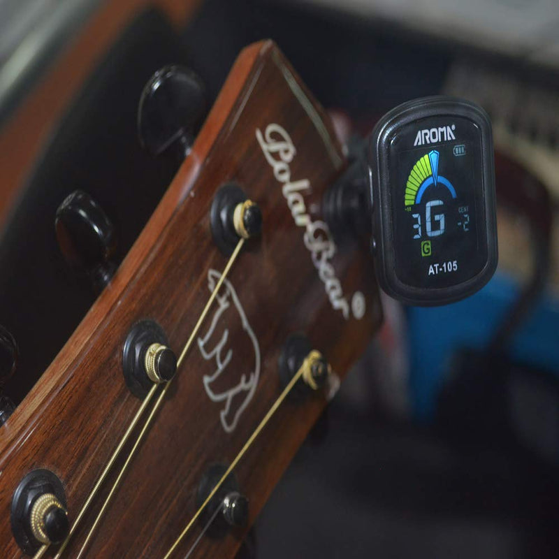 Guitar Tuner, Clip on Instrument Tuner, Rechargeable Bass Tuner, Anti-scratch Shockproof Chromatic Electronic Tuner for Acoustic Guitar, Bass, Violin, Ukulele, Mandolin,