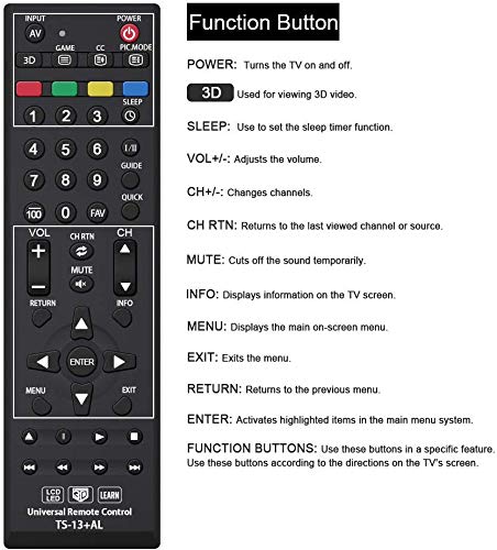 Universal CT-RC1US-19 Remote Control for All Toshiba Fire TV Edition, Smart TV, LED/LCD TV and Toshiba fire tv with Learning Function - 1 Year Warranty