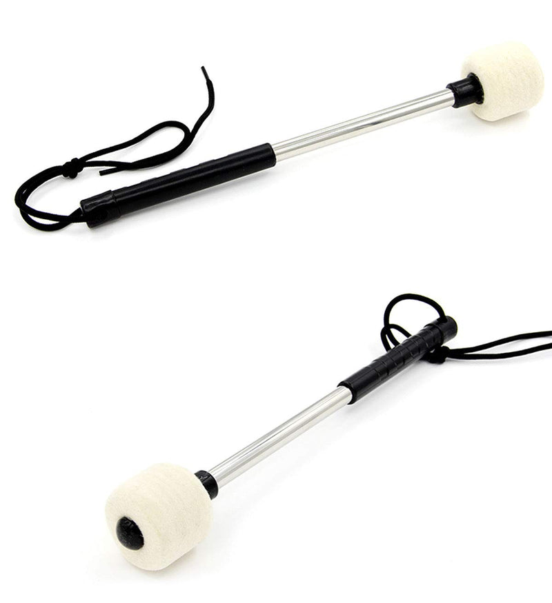 Metoox 2 Pack Drum Mallet Stick Felt Head Percussion Timpani Mallets Sticks with Stainless Steel Handle, White