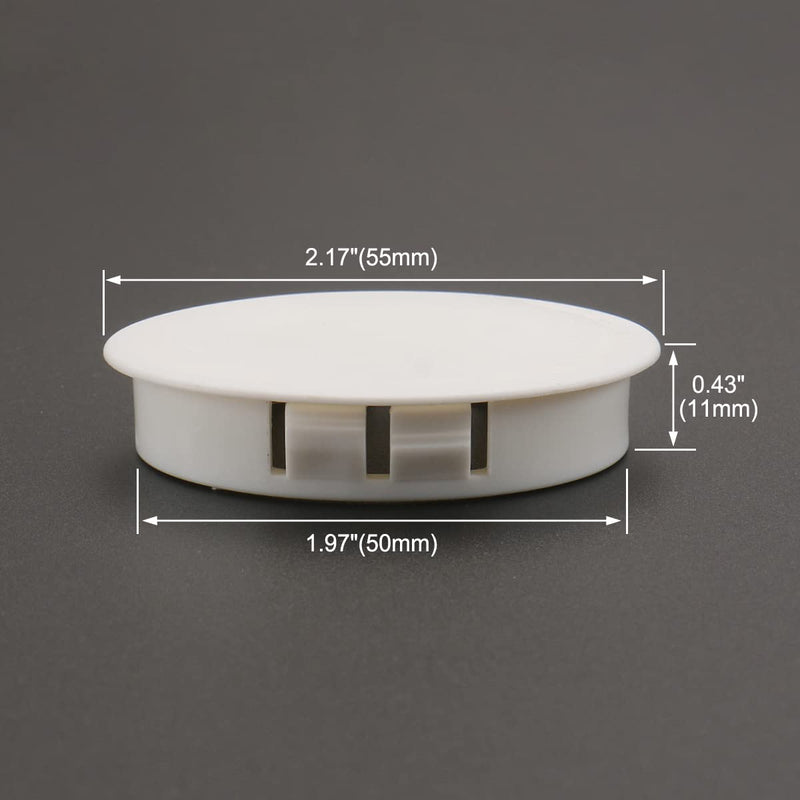Baomain Plastic Locking Hole Plugs Panel Hole Diameter 2" (50mm) White HP-50 Pack of 25