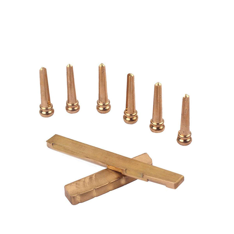 6Pieces Golden Brass Bridge Pins with Guitar Bridge Saddle Nut Set suit for Acoustic Guitar