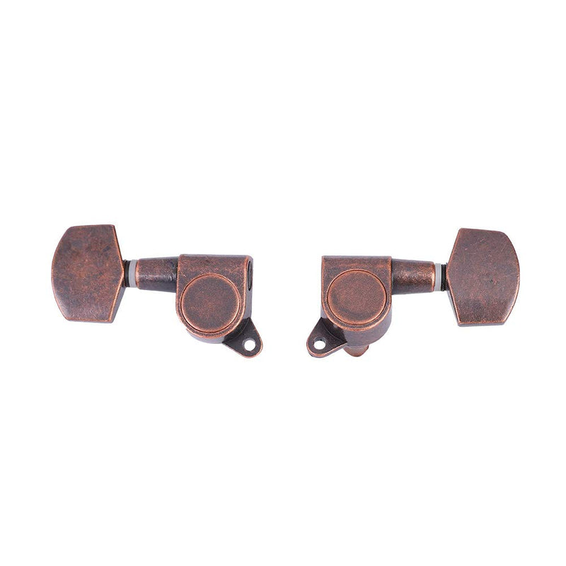 Guitar Tuning Peg, 3L3R 6 Pieces Copper Distressed Guitar String Tuner Machine Heads Knobs Locking Tuning Keys for Acoustic Electric Guitar