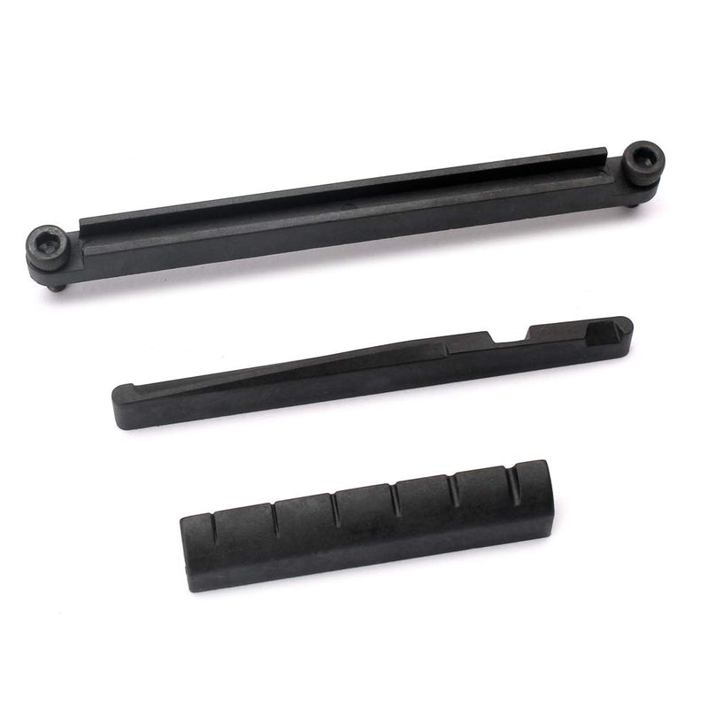 Alnicov Guitar Brigde Saddle Set,Adjustable Lifting Guitar Brigde Saddle Upper Lower Nut Set for 6 String Acoustic Folk,Black