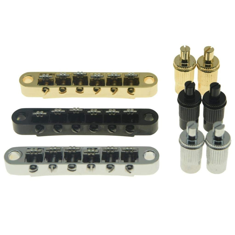 KAISH Black Guitar Roller Saddle Bridge Tune-O-Matic Bridge For Epiphone Les Paul,SG,Dot,Bigsby Guitar with M8 Threaded Posts