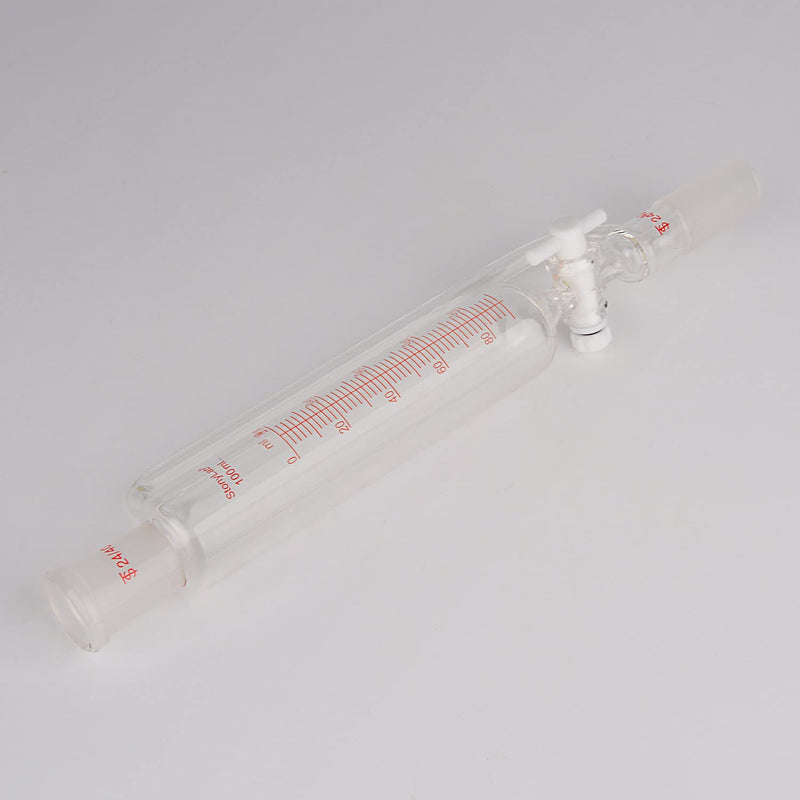 stonylab Pressure Equalizing Graduated Addition Funnel, Borosilicate Glass Dropping Funnel 24/40 Joint 100ml with PTFE Stopcock for Laboratory (100ml) 100 ml