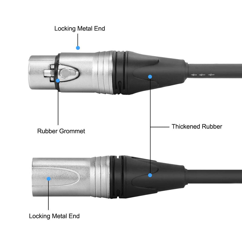 [AUSTRALIA] - Eyeshot XLR Cable, 2 Pack 6.5ft Premium Microphone Cable Male to Female, Balanced 3 Pin XLR Microphone Patch Cable with All Copper Conductors for Microphones, Studio Recording and Live Sound 6.5 Feet Silver 