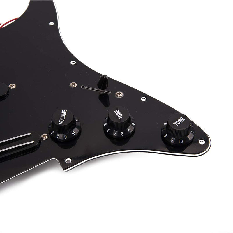 Alnicov Black 3-ply SSS Dual Rail Pickups Loaded Prewired Pickguards for 11 Hole Electric Guitar,black