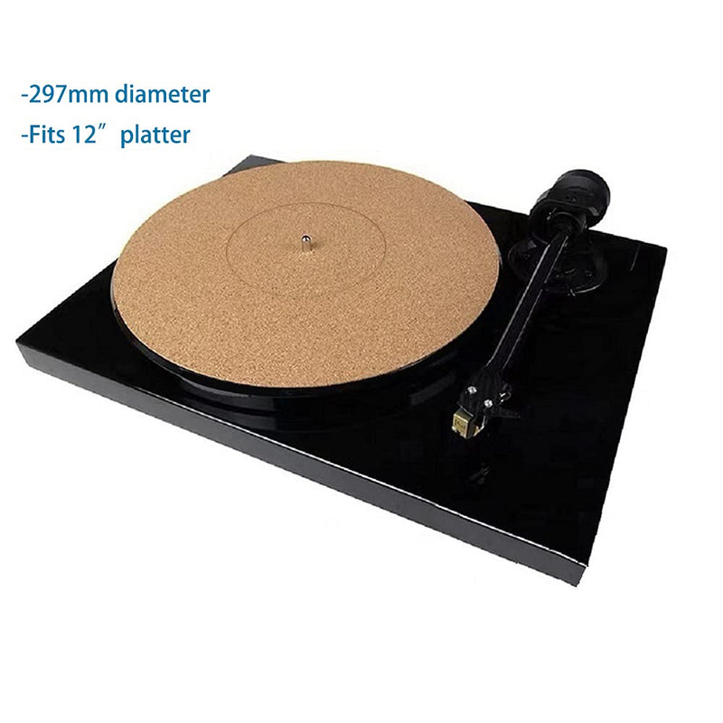 Craymin Cork Turntable Mat for LP Record Players Vinyl Record Player Pad Turntable Slipmat Anti Static 12″ x 1/8" Thickness