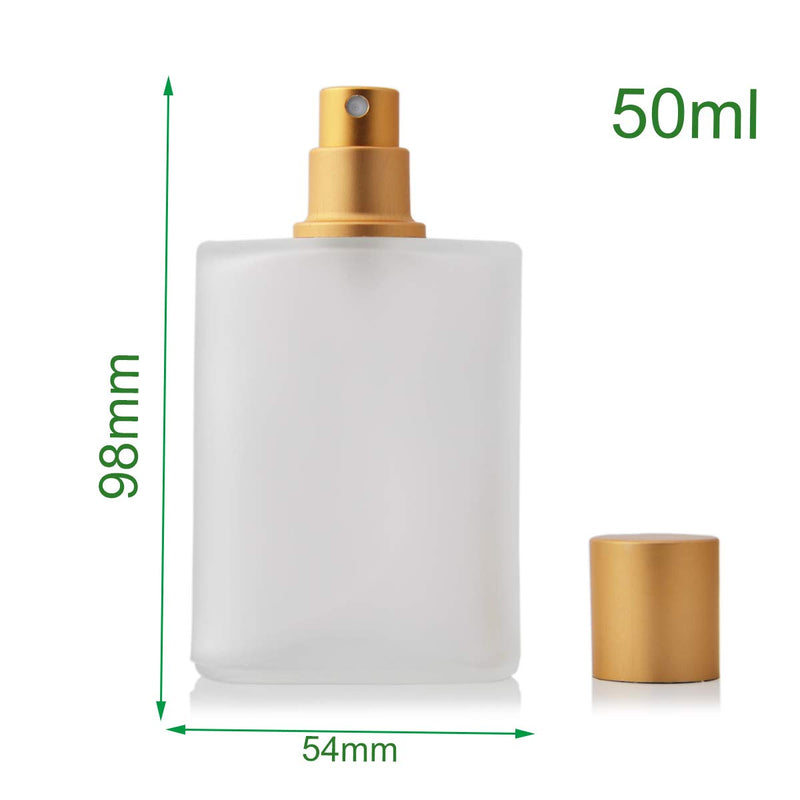 Enslz 50ml/1.7 Oz Empty Refillable Frosted Glass Spray Perfume Bottle Atomizer Container With Lid For Travel Or Gift 1pcs (50ml, Gold)