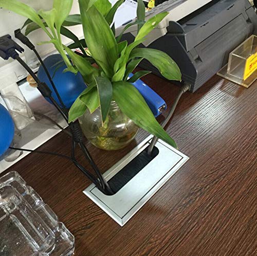 MroMax 5.83"x2.68" (Base L x Base W) Desk Grommet Aluminum Alloy 148x68mm Cable Hole Cover Cord Desk Rectangle Grommets Arrange Wires Organizer for Home Office Desk Cable Cord 1Pc Silver 160mm x 80mm (L x W)