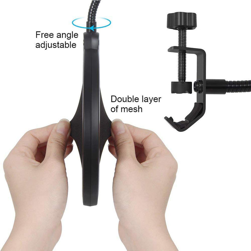 [AUSTRALIA] - Upgrade Microphone POP Filter with Double Layer Screen and Flexible 360°Gooseneck Clip Stabilizing Arm for For Recordings, Broadcasting, Streaming, Singing 