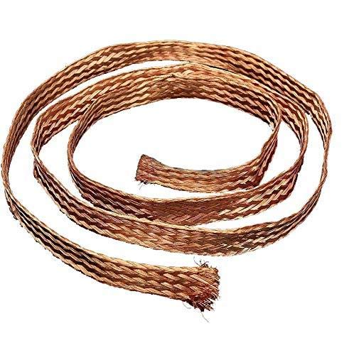 10ft 8mm Flat Copper Braid Cable Bare Copper Braid Wire Ground Lead