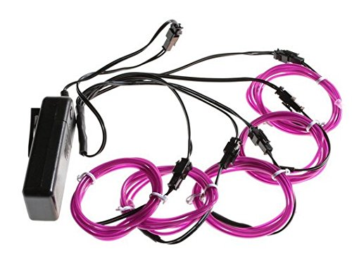 Amicc 51 Metre Neon Light El Wire Battery Pack for Parties, Halloween Decoration (Purple) Purple 5*1M