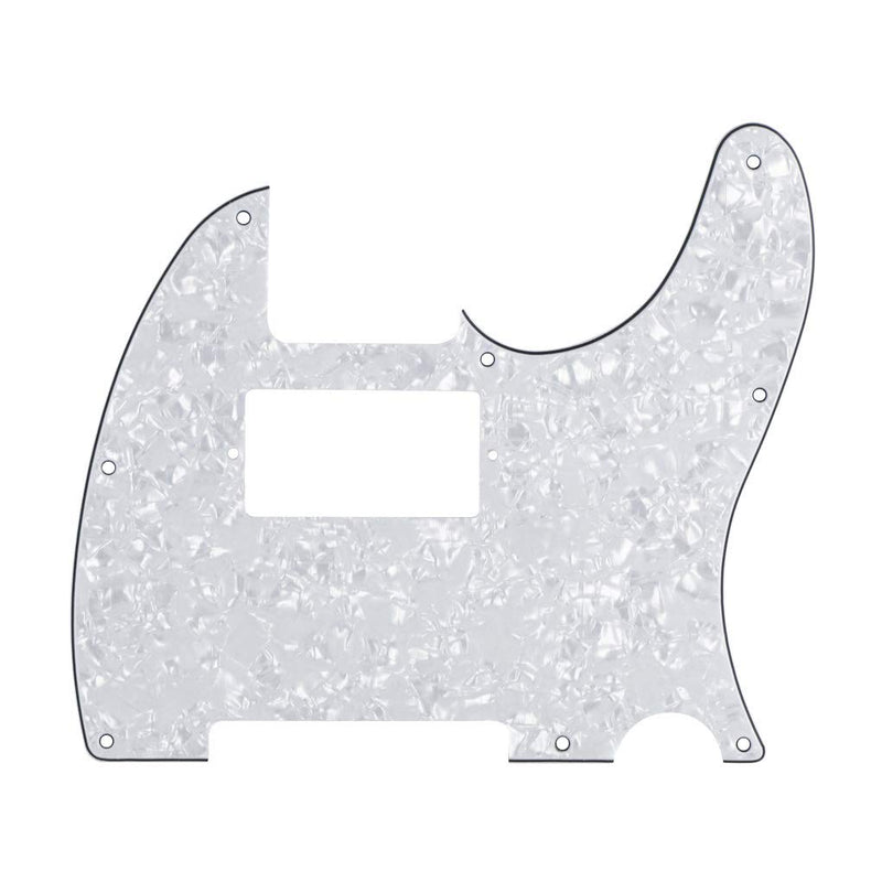 FLEOR 8 Holes HH Tele Pickguard Guitar Scratchplate for U.S./Mexican Fender Standards Telecaster Humbucker, Mounting Screws Included, 4ply White Pearl