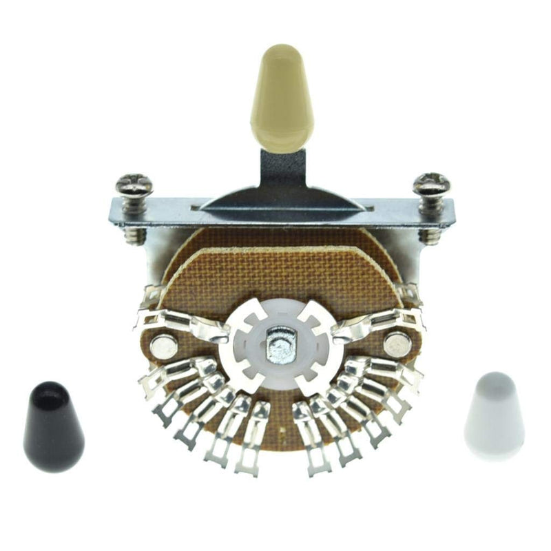 KAISH Guitar 5-way Super Switch Pickup Selector Super 4-Pole Double Wafer for Strat/Tele Guitars with Black/Ivory/White Tip