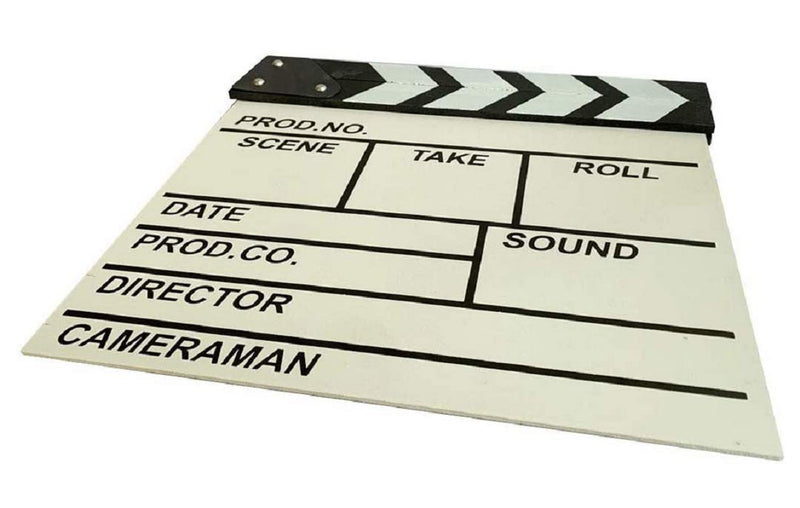 [AUSTRALIA] - zmgmsmh Wooden Clapboard Director Film Movie Cut Action Scene Slateboard Clapper Board Slate (Large-White) Large-White 