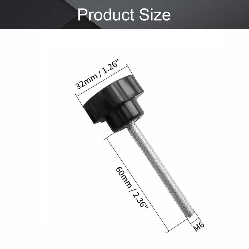 Othmro 6Pcs Star Hand Knob Tightening Screw 32mm Dia M6x60mm Male Thread Clamping Knob Screw Hand Tightening Knobs