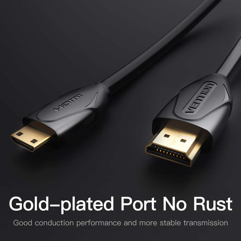 Mini HDMI to Standard HDMI Cable 4.5ft,VENTION 4K HDMI to Mini HDMI Bidirectional High Speed Adapter 1080p HD with Audio Return Channel Compatible for HDTV,Camera,Camcorder,Tablet,Projector 4.5FT/1.5M