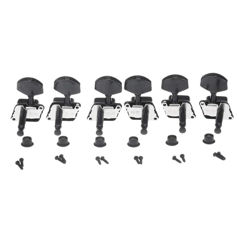 Musiclily Pro 3R3L Semi Closed Guitar Tuners Tuning Pegs Machine Heads Set for Electric or Acoustic Guitar, Black Half Moon Button Black