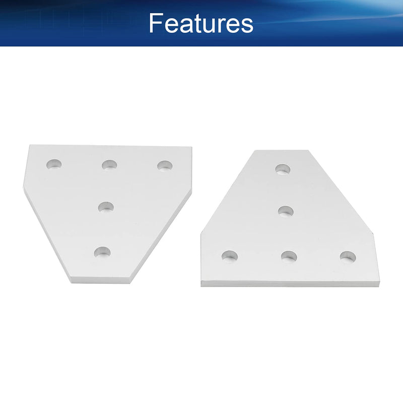 [AUSTRALIA] - Yinpecly Aluminum Alloy T Shape Outside Joining Plate 2.36" x 2.36" x 0.16"(LxWxT) with 5-Hole Joint Bracket Hardware for 3D Printer Parts 2020 Aluminum Profile Corner Bracket Plate Silver Tone 5pcs 2020T-5 5pcs 