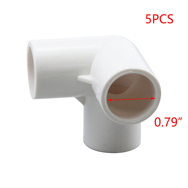 T Tulead 3 Way PVC Fittings 90 Degree Elbow Furniture Fittings White Pipe Connectors 20mm Diameter, Pack of 5 20mm/0.79"