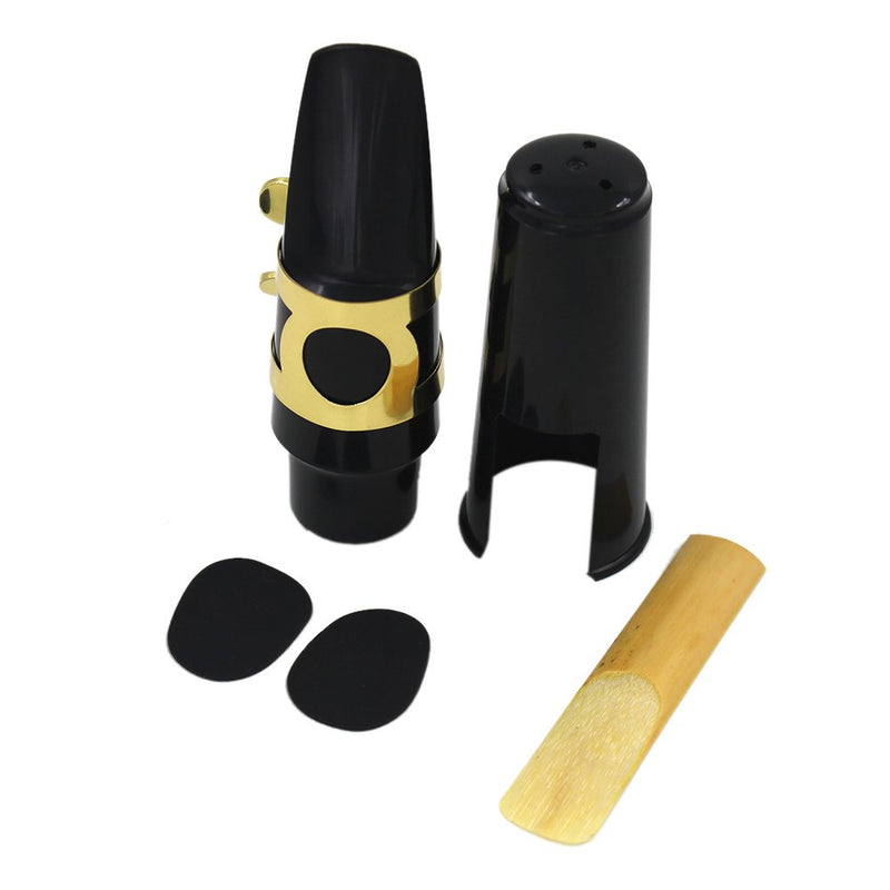 Andoer Alto Sax Saxophone Mouthpiece Plastic with Cap Metal Buckle Reed Mouthpiece Patches Pads Cushions