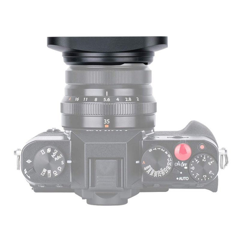 JJC Dedicated Black Metal Square Bayonet Lens Hood for Fujinon XF35mmF2 R WR XF23mmF2 R WR, Fuji 35mm F2 Hood, 23mm F2 Lense Hood, Slide In Front Cap, Replaces Fujifilm LH-XF35-2 LH XF35 2 Hood Shade LH-JXF35 Black