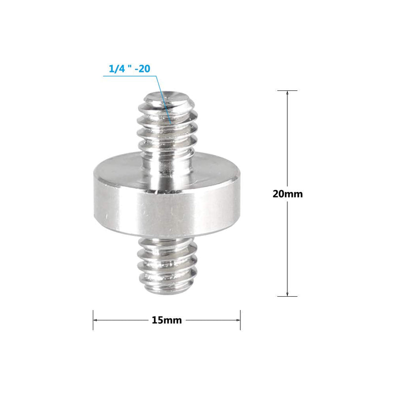 CAMVATE 1/4"-20 Male to 1/4"-20 Male Thread Double-Ended Screw Adapter (5 Pieces) - 2188