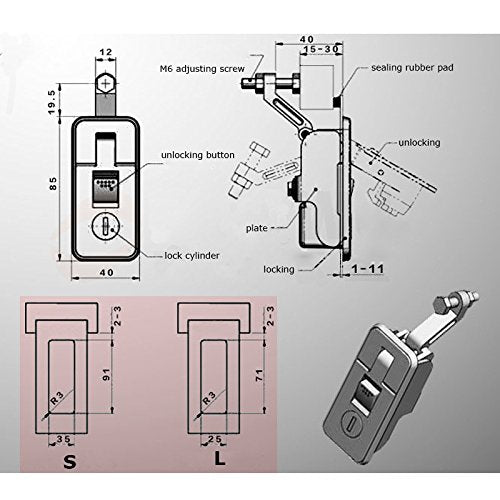 Encell Chrome Cupboard Door Knob Latch Lock for RV Camper Trailer MotorHome Caravan Boat Size L Size L Chrome