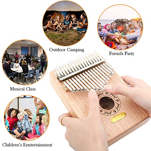 Kalimba 17 Keys Thumb Piano Solid Finger Piano Mahogany Body with Tuning Hammer Study Instruction - Best Birthday Christmas Gift for Music Fans Kids Adults