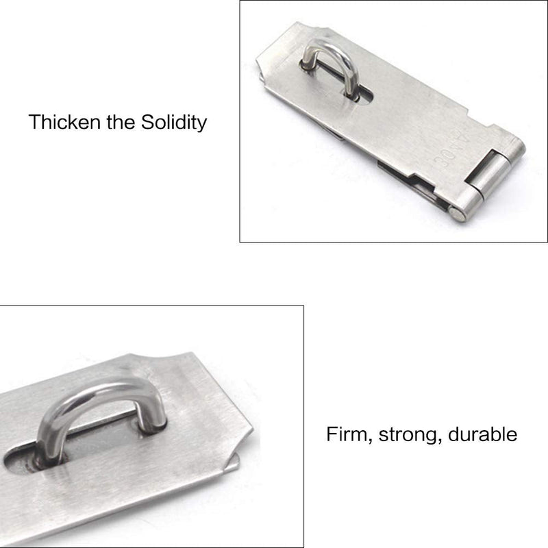 Door Locks Hasp Latch, 5 Inch Stainless Steel Safety Packlock Clasp Hasp Lock Latch, Extra Thick Gate Lock Hasp with Screws Brushed Finish 2 Pack (5inch)1