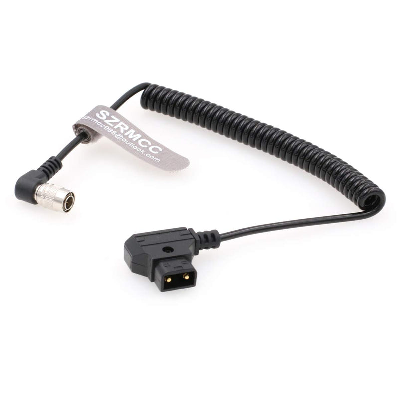 SZRMCC Anton-Bauer IDX D-Tap to Right Angle Hirose 4 pin Male Coiled Power Cable for Zaxcom Sound Devices 688 644 633