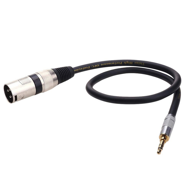 TISINO 3.5mm Mini jack to XLR Cable Unbalanced 1/8 inch Aux Stereo to XLR Male Adapter Microphone Cord - 1.5m 2m