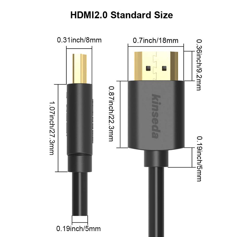 4K HDMI Cable 3ft High Speed 18Gbps HDMI 2.0 Cord Supports to 4K 60Hz UHD 2160p 1080p 3D HDR Ethernet Audio Return（ARC） UL Rated - 1PC