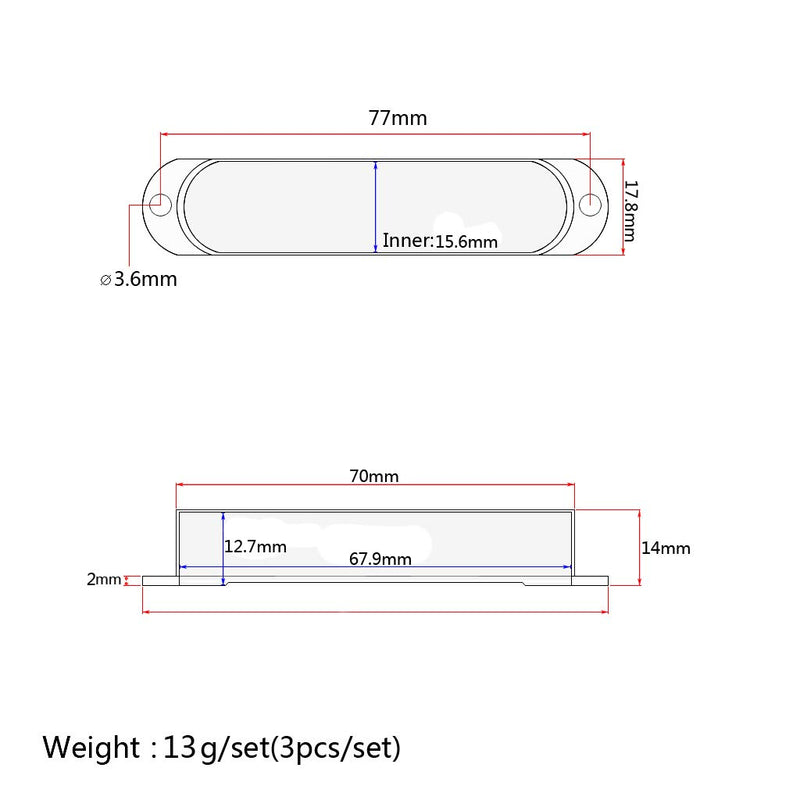 Alnicov 82mm Pickup Covers Plastic Closed Shell Electric Guitar Single Coil Pickup Covers Pack of 3（Chrome）
