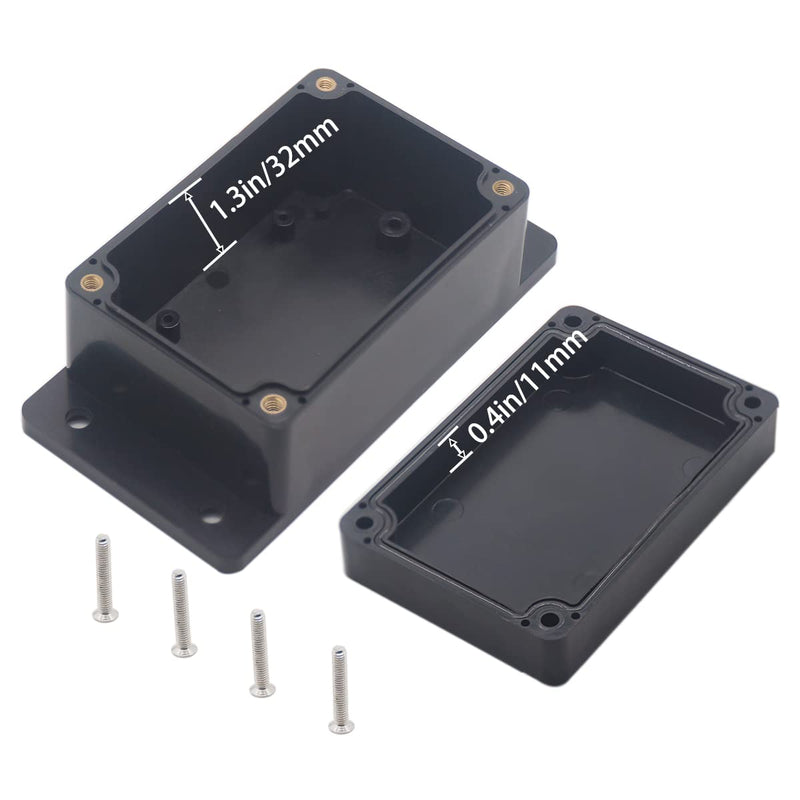 YETLEBOX Watertight Junction Box, IP67 Waterproof Project Box Durable ABS Plastic Electronic Enclosure Case for DIY Electrical Project with Wall Fixed Ear 3.94" x 2.68" x 1.97"(100 x 68 x 50 mm) 2Pcs 3.94" x 2.68" x 1.97" 2Pcs