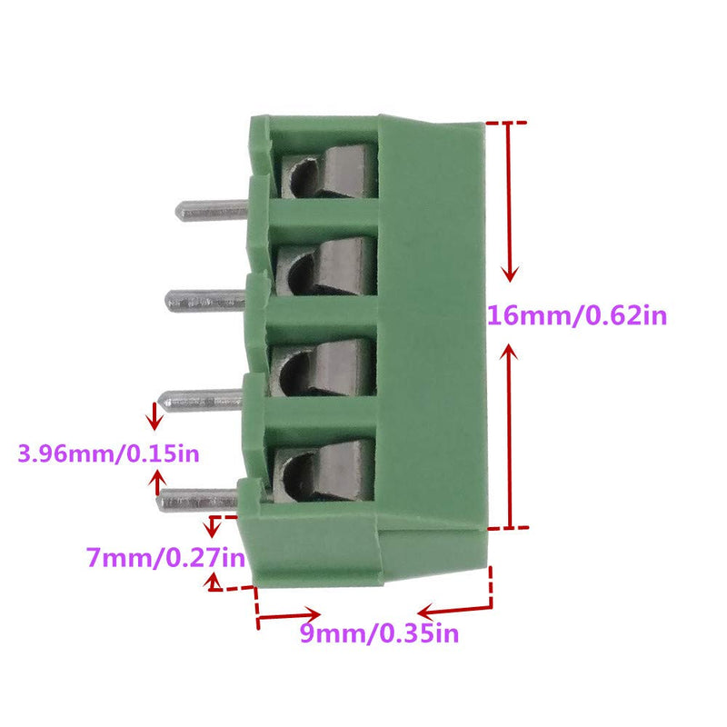 20pcs 4P 3.96mm Pitch Splicing Screw Terminal Block PCB Universal Screw Terminal Block PBC Terminal Block