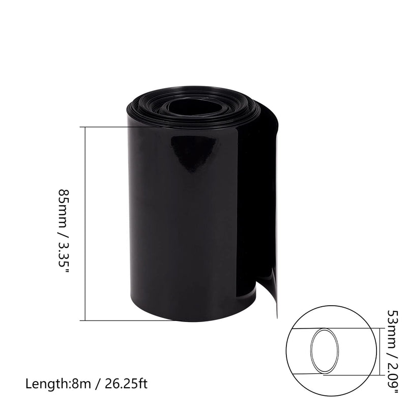 Bettomshin 3.35 inch Flat Width Battery Heat Shrink Tubing DIY Battery PVC Heat Shrink Wrap Tube 26.25 Length Black for Four Section 18650 Battery 1pcs